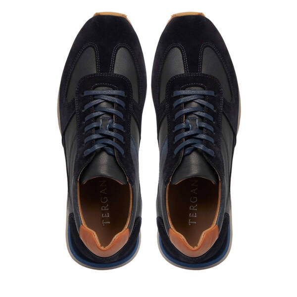 Lacivert Hakiki Süet Deri Erkek Sneaker - E24I1AY56915-W32 - 5