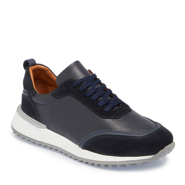 Lacivert Hakiki Süet Deri Erkek Sneaker - E24S1AY56959-W32 - 2