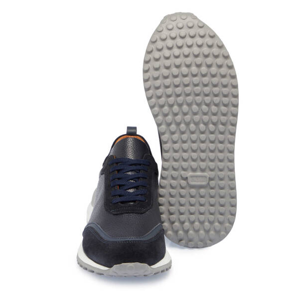 Lacivert Hakiki Süet Deri Erkek Sneaker - E24S1AY56959-W32 - 4