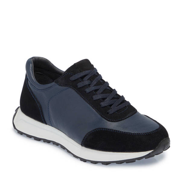 Lacivert Hakiki Süet Deri Erkek Sneaker - E24S1AY57022-W32 - 2