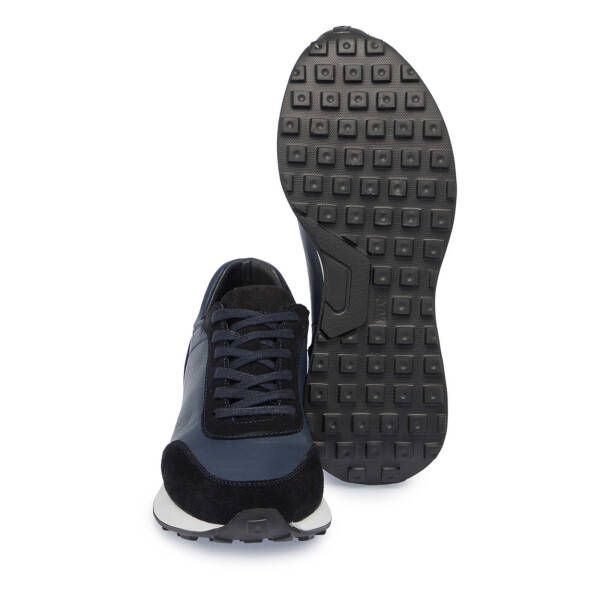 Lacivert Hakiki Süet Deri Erkek Sneaker - E24S1AY57022-W32 - 4