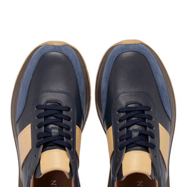 Lacivert Hakiki Süet Deri Erkek Sneaker - E24S1AY57082-W32 - 5