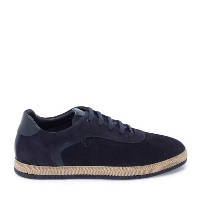Lacivert Süet Deri Erkek Sneaker - E25I1AY57329-D44 - 3