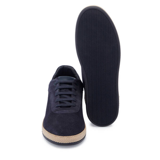 Lacivert Hakiki Süet Deri Erkek Sneaker - E25I1AY57329-D44 - Tergan