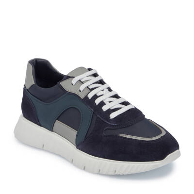 Lacivert Süet Deri Erkek Sneaker - E25I1AY57334-D44 