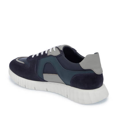 Lacivert Süet Deri Erkek Sneaker - E25I1AY57334-D44 - 2