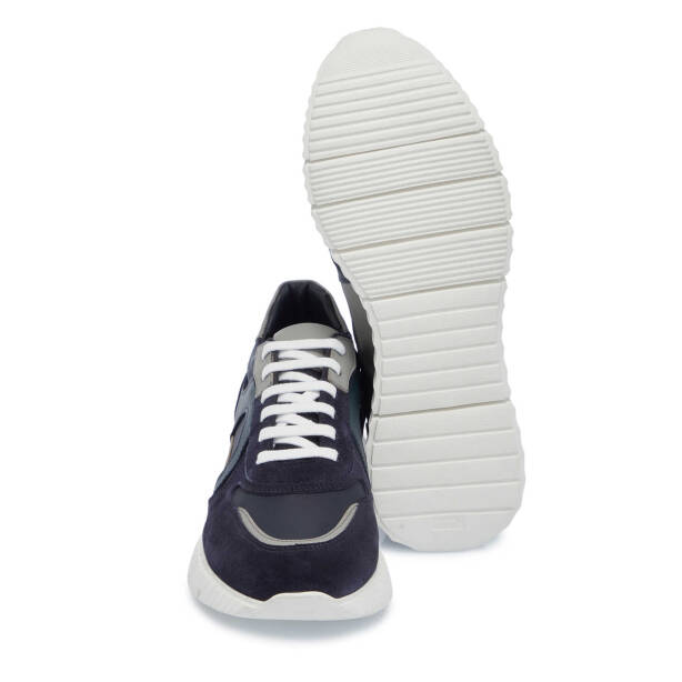 Lacivert Hakiki Süet Deri Erkek Sneaker - E25I1AY57334-D44 - 4