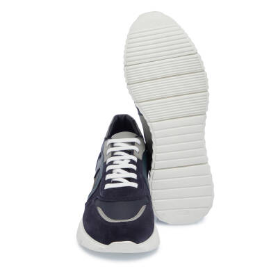 Lacivert Süet Deri Erkek Sneaker - E25I1AY57334-D44 - 4