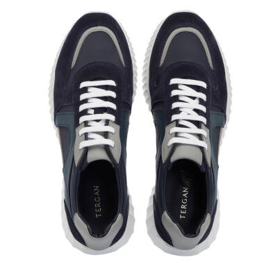 Lacivert Süet Deri Erkek Sneaker - E25I1AY57334-D44 - 5