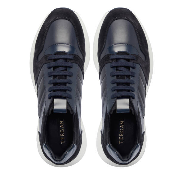 Lacivert Hakiki Süet Deri Erkek Sneaker - E25S1AY57466-D44 - 5