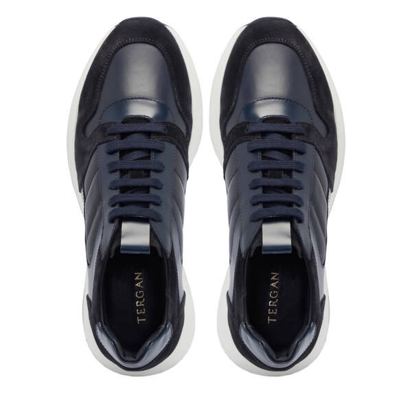 Lacivert Hakiki Süet Deri Erkek Sneaker - E25S1AY57466-D44 - 5