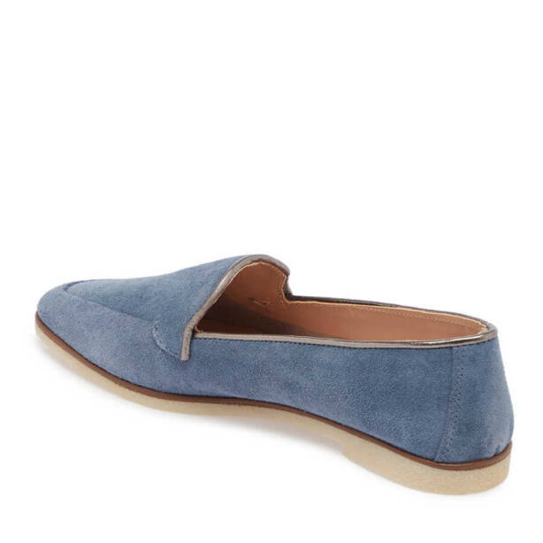 Lacivert Hakiki Süet Deri Kadın Babet - K24I1AY67347-D44 - 3