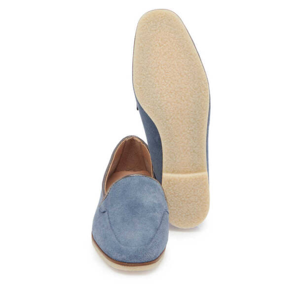 Lacivert Hakiki Süet Deri Kadın Babet - K24I1AY67347-D44 - 4