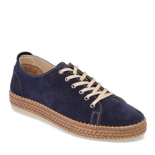 Lacivert Hakiki Süet Deri Kadın Espadril - K24I1AY67226-D44 - 1