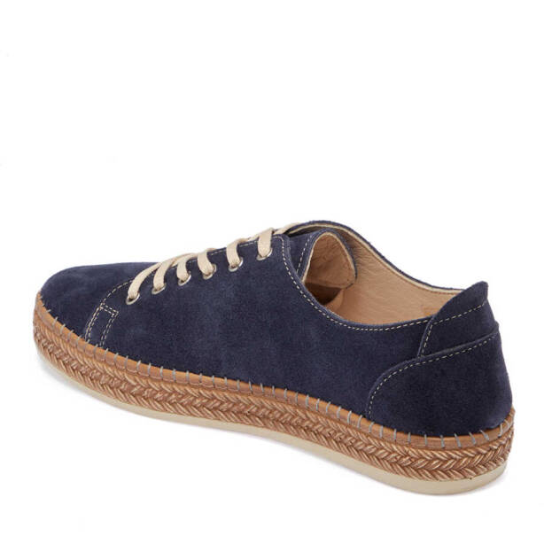 Lacivert Hakiki Süet Deri Kadın Espadril - K24I1AY67226-D44 - 2