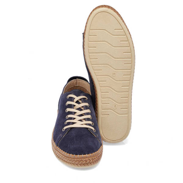 Lacivert Hakiki Süet Deri Kadın Espadril - K24I1AY67226-D44 - 4