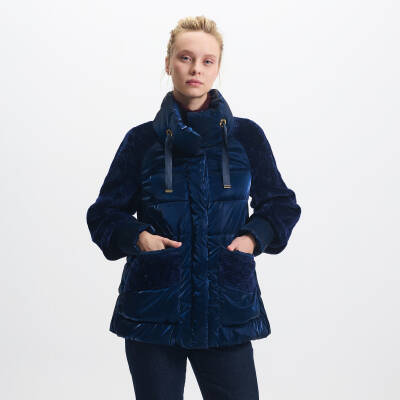 Lacivert Tekstil - Kürk Kadın Deri Mont - K23IKM320365-R8W - 1
