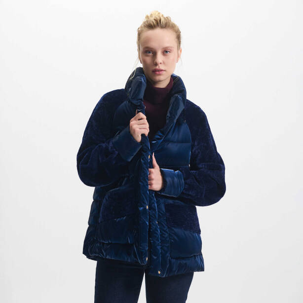 Lacivert Tekstil - Kürk Kadın Deri Mont - K23IKM320365-R8W - 2