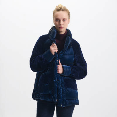 Lacivert Tekstil - Kürk Kadın Deri Mont - K23IKM320365-R8W - 2