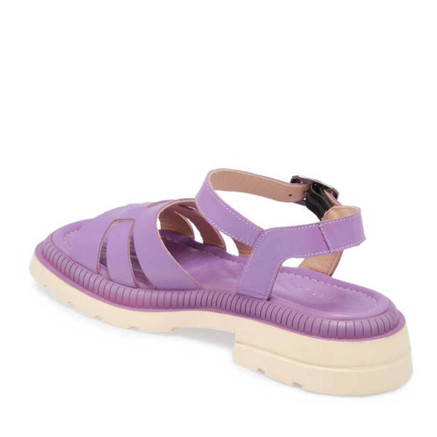 Lila Hakiki Deri Kadın Sandalet - K24Y1SN67157-S1T - Tergan