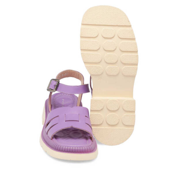 Lila Hakiki Deri Kadın Sandalet - K24Y1SN67157-S1T - Tergan