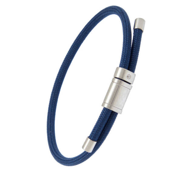 Mavi Deri - Çelik Erkek Bileklik - E1BLK0410450-D65 - 2