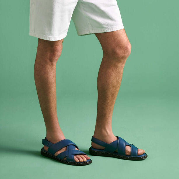 Mavi Hakiki Deri Erkek Sandalet - E25Y1SN57149-J61 