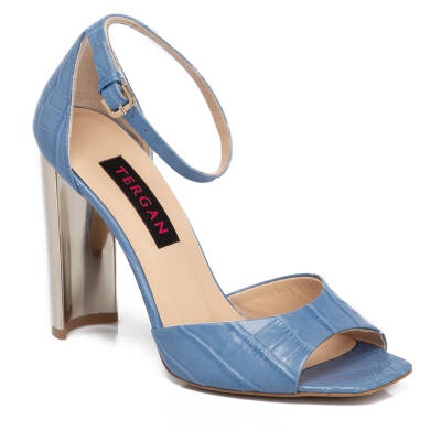  Mavi Deri Kadın Abiye Ayakkabı - K21Y1AY65485-N52 