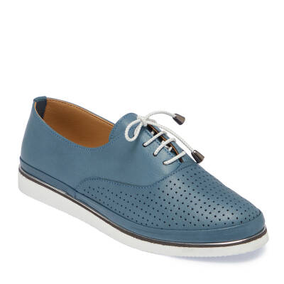  Mavi Deri Kadın Casual Ayakkabı - K24I1AY67114-K67 