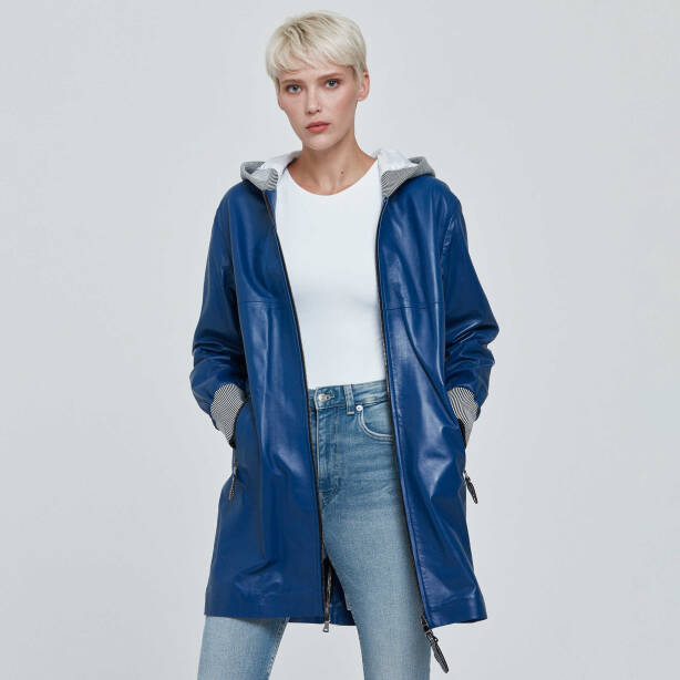 Mavi Deri Kadın Deri Trençkot - K22KDM320284-R5X - Tergan