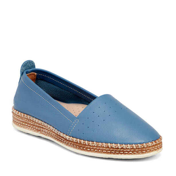 Mavi Hakiki Deri Kadın Espadril - K25I1AY67915-J61 - Tergan