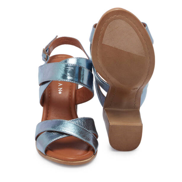 Mavi Hakiki Deri Kadın Sandalet - K24Y1AY67245-N0O - 4