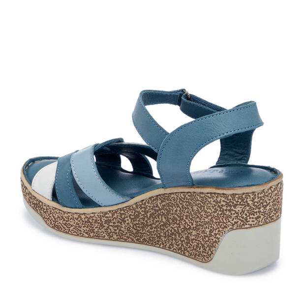 Mavi Hakiki Deri Kadın Sandalet - K25Y1SN67835-K67 - Tergan