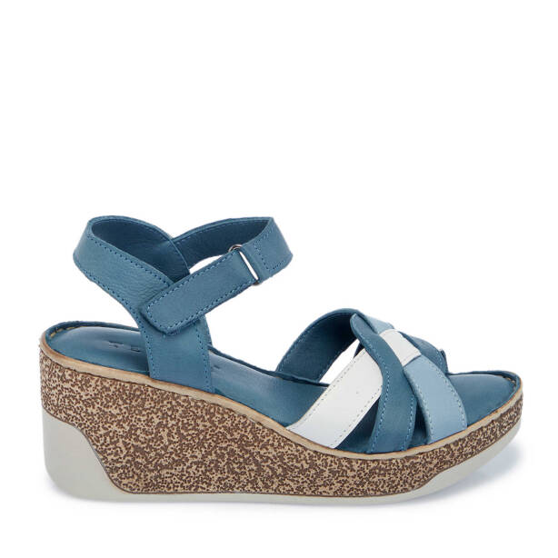Mavi Hakiki Deri Kadın Sandalet - K25Y1SN67835-K67 - Tergan