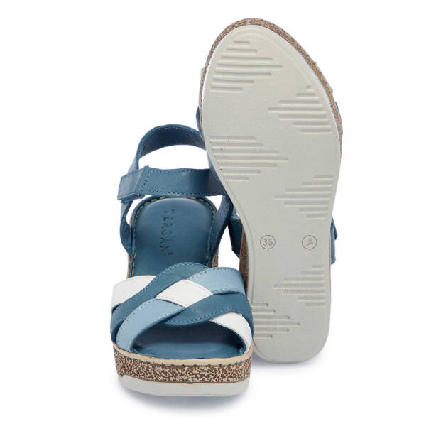 Mavi Hakiki Deri Kadın Sandalet - K25Y1SN67835-K67 - Tergan
