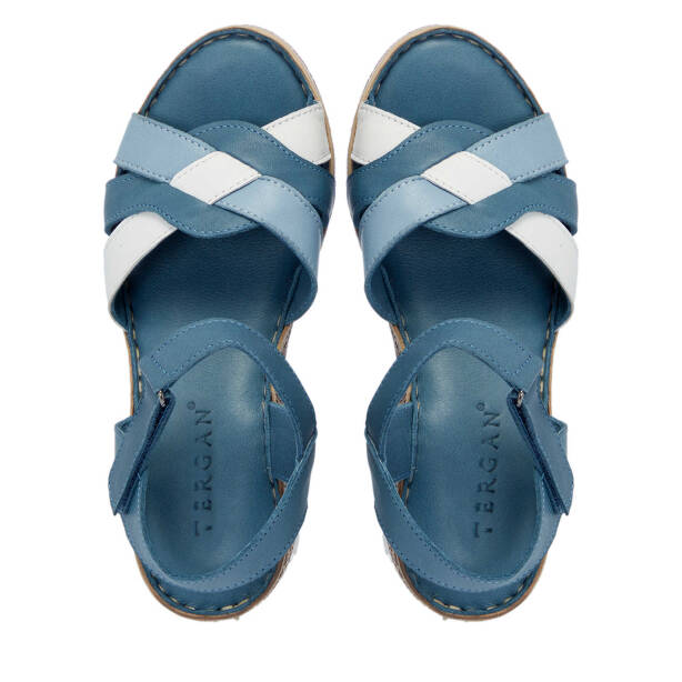 Mavi Hakiki Deri Kadın Sandalet - K25Y1SN67835-K67 - Tergan
