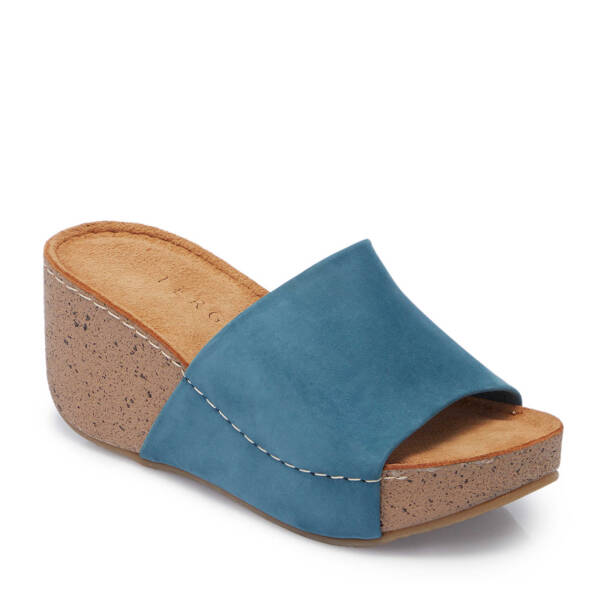 Mavi Hakiki Deri Kadın Terlik - K25Y1TR67998-C38 - 2