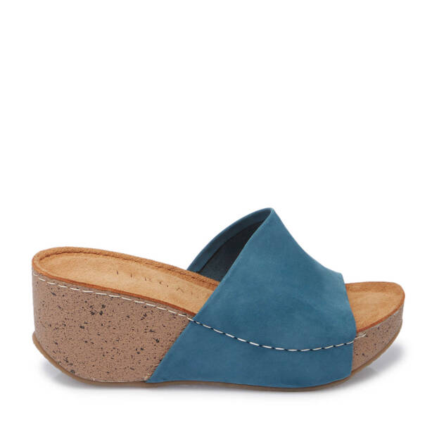 Mavi Hakiki Deri Kadın Terlik - K25Y1TR67998-C38 