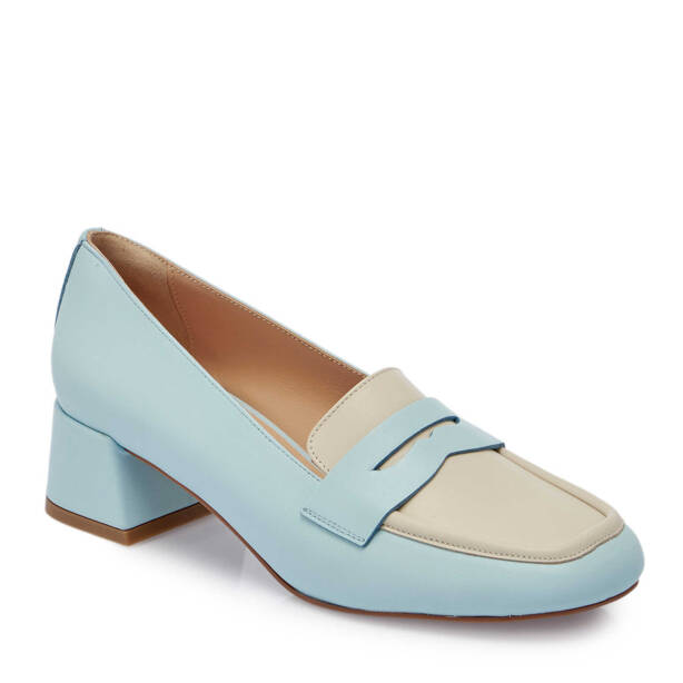 Mavi Deri Kadın Topuklu Ayakkabı - K25I1AY67809-J61 - Tergan