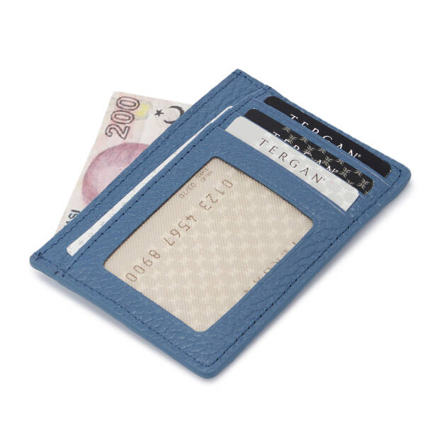 Mavi Deri Unisex Kredi Kartlık - S1KK00001676-I6T - Tergan
