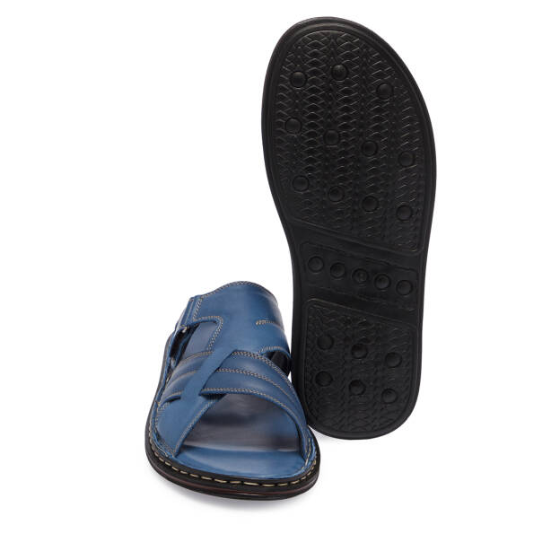 Mavi Hakiki Deri Erkek Terlik - E26Y1TR57602-J61 - 4