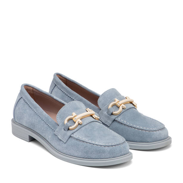 Mavi Hakiki Süet Deri Kadın Makosen - K25I1AY68103-F60 - 2