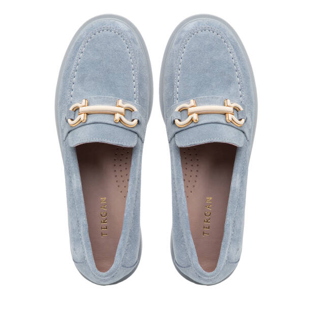 Mavi Hakiki Süet Deri Kadın Makosen - K25I1AY68103-F60 - 5