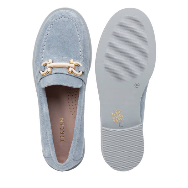 Mavi Hakiki Süet Deri Kadın Makosen - K25I1AY68103-F60 - 6