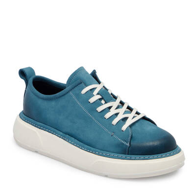 Mavi Nubuk Deri Erkek Sneaker - E25I1AY57165-F58 