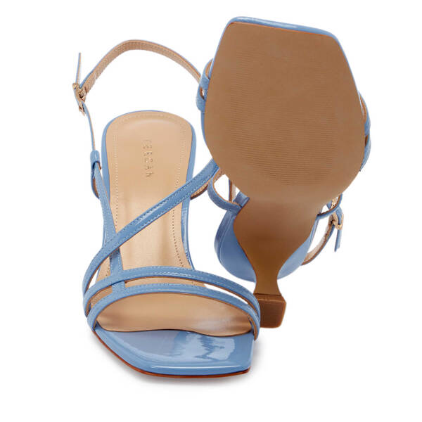 Mavi Hakiki Rugan Deri Kadın Topuklu Ayakkabı - K25Y1AY67806-J59 - 5