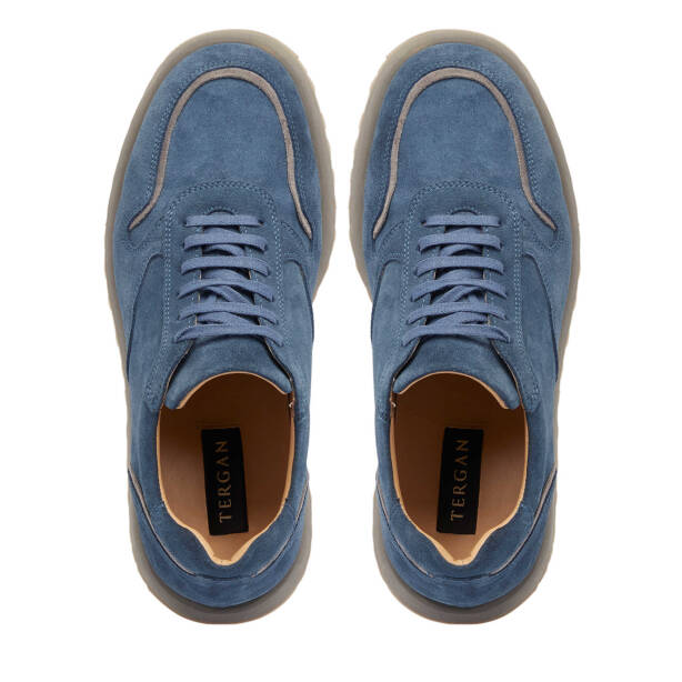 Mavi Süet Deri Erkek Sneaker - E24I1AY56723-F60 - 5