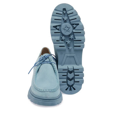  Mavi Süet Deri Kadın Casual Ayakkabı - K24I1AY67369-S2U - 4