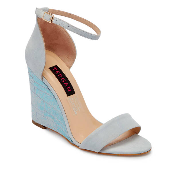 Mavi Süet Deri Kadın Dolgu Topuklu Ayakkabı - K24Y1AY67251-F60 - 1