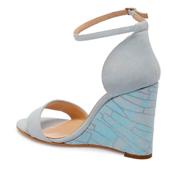 Mavi Süet Deri Kadın Dolgu Topuklu Ayakkabı - K24Y1AY67251-F60 - 2